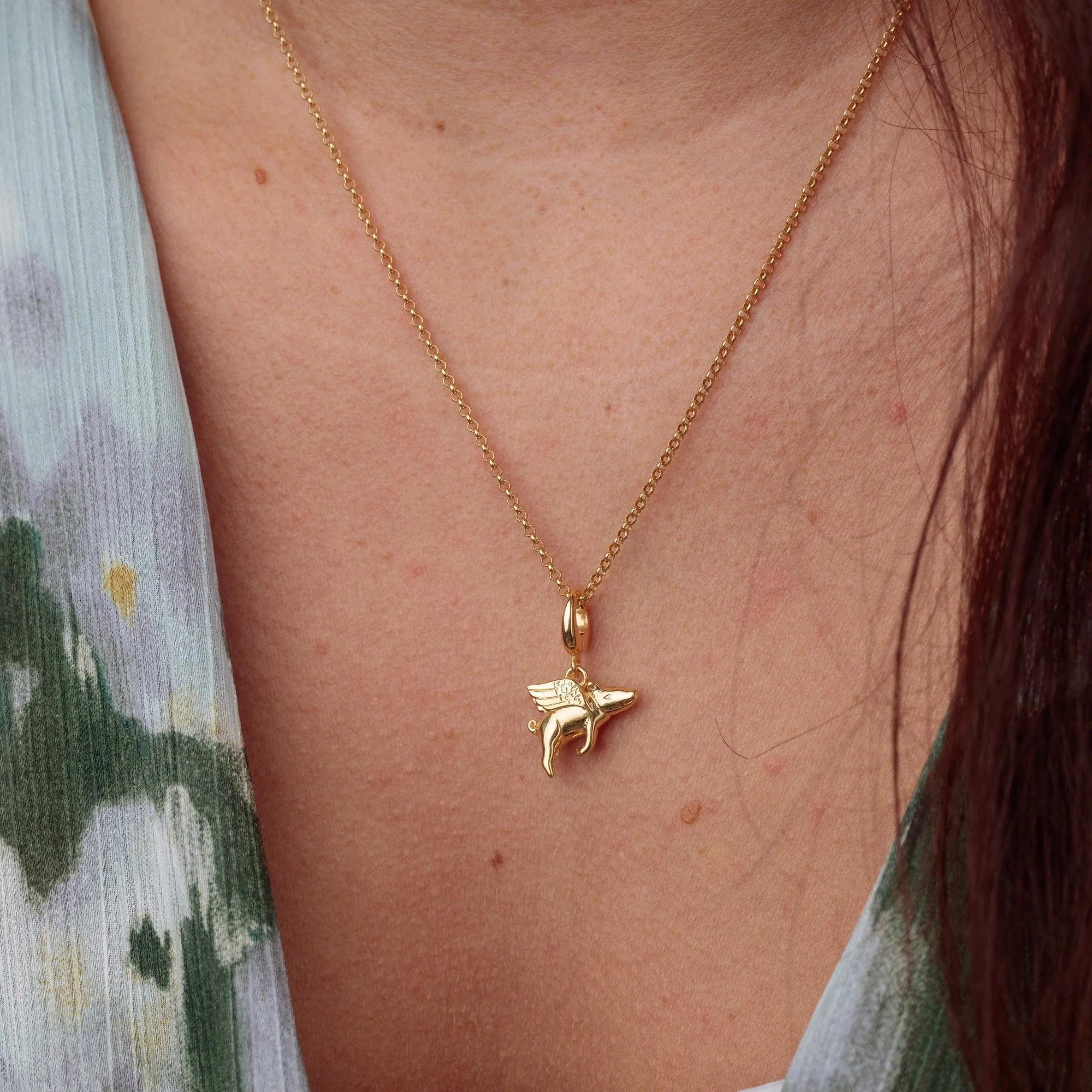 Gold Plated Flying Pig Charm