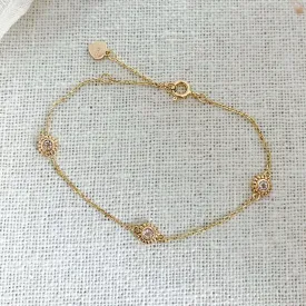 Gold Triplet Rose Quartz Bracelet