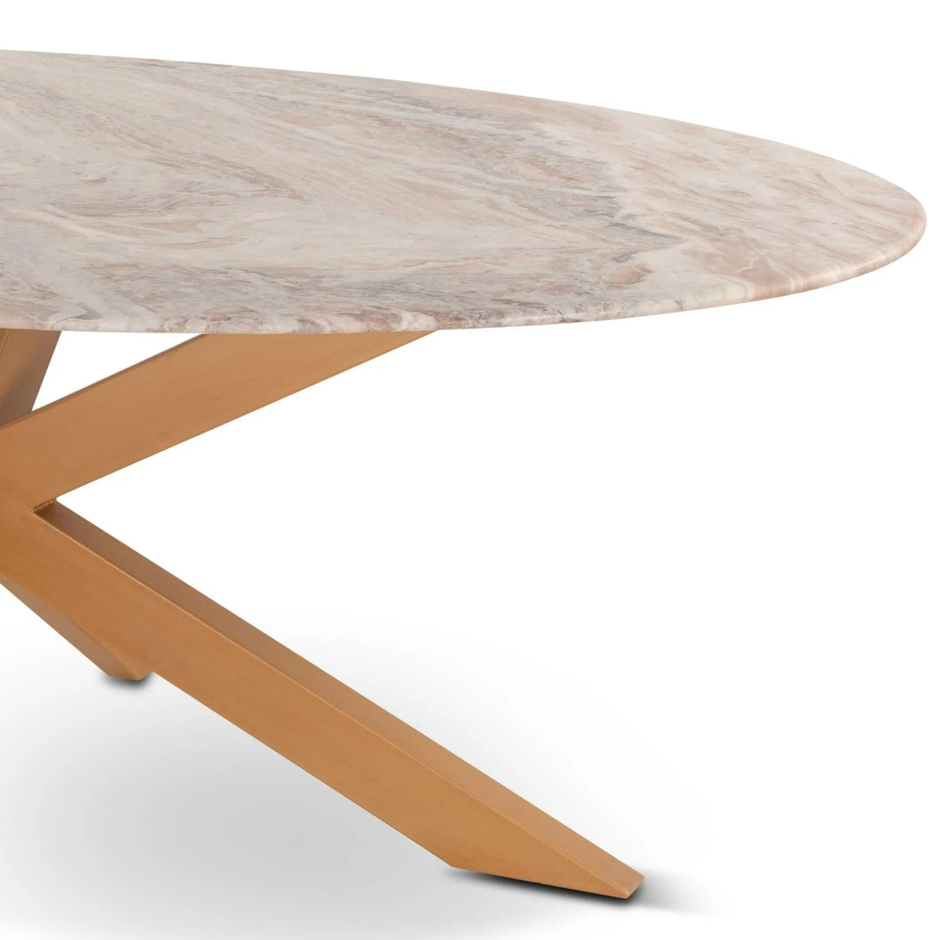 Golden Starburst Oval Marble Dining Table