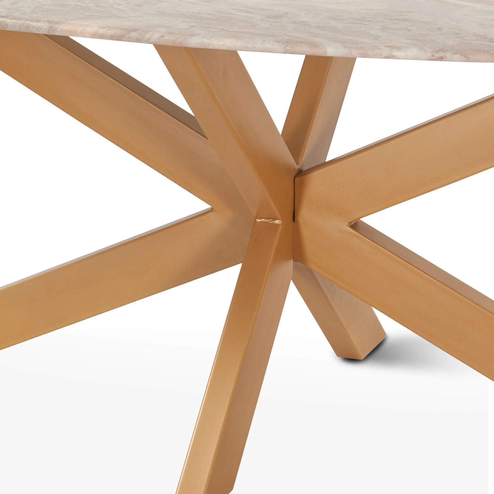 Golden Starburst Oval Marble Dining Table