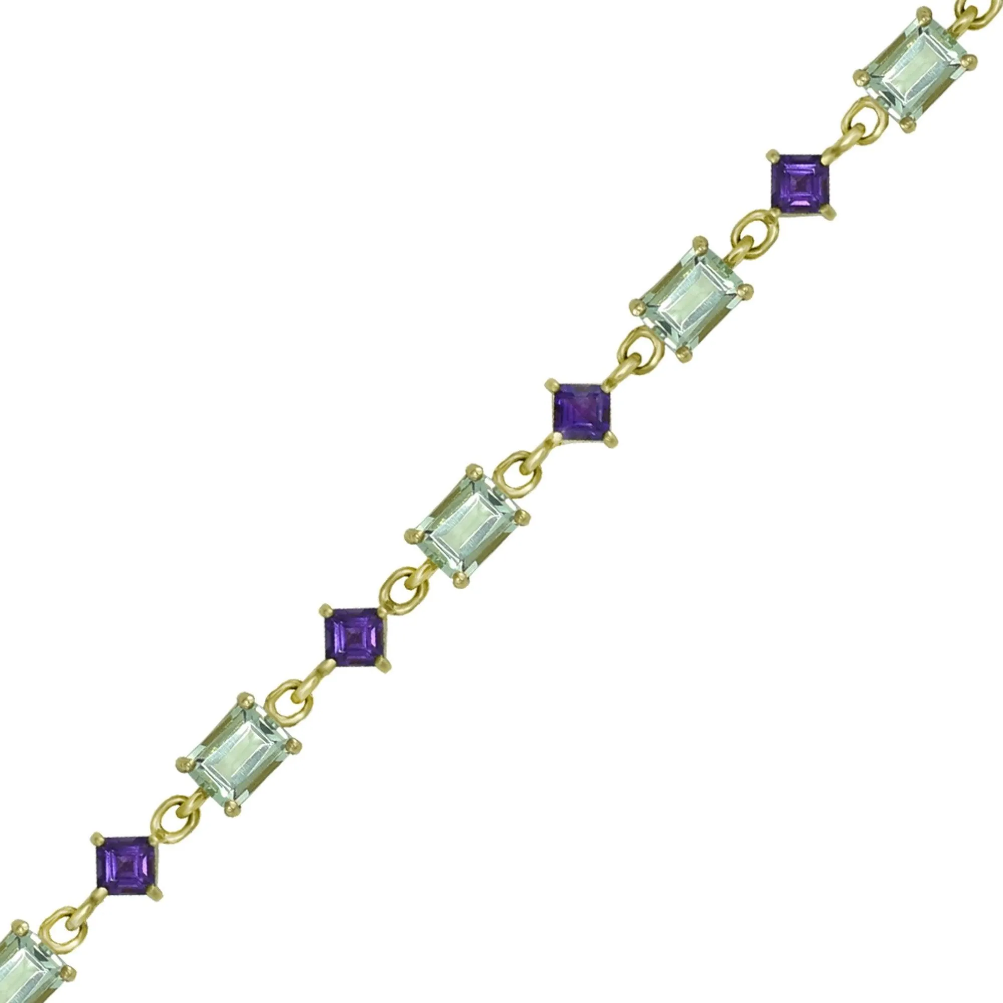 Green and Purple Amethyst Fashion Bracelet in 10K Yellow Gold