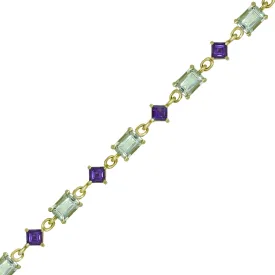 Green and Purple Amethyst Fashion Bracelet in 10K Yellow Gold