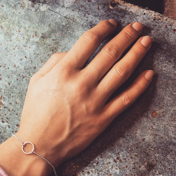 Hammered Circle Bracelet Silver