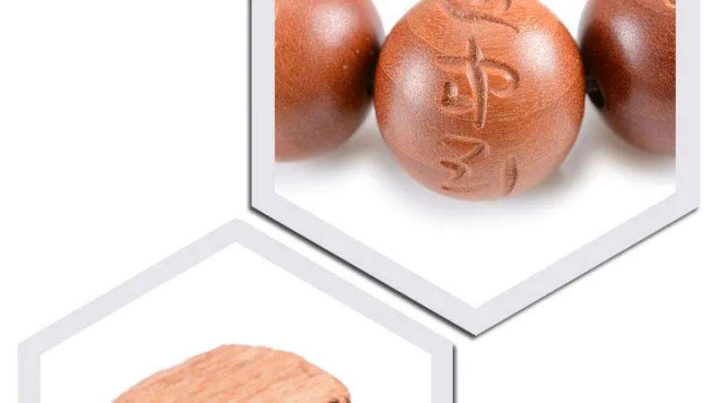 Hand-carved Sanskrit Incantations Sandalwood Prayer Beads Bracelet
