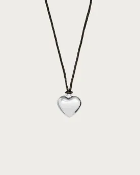 Heart Cord Necklace in Silver