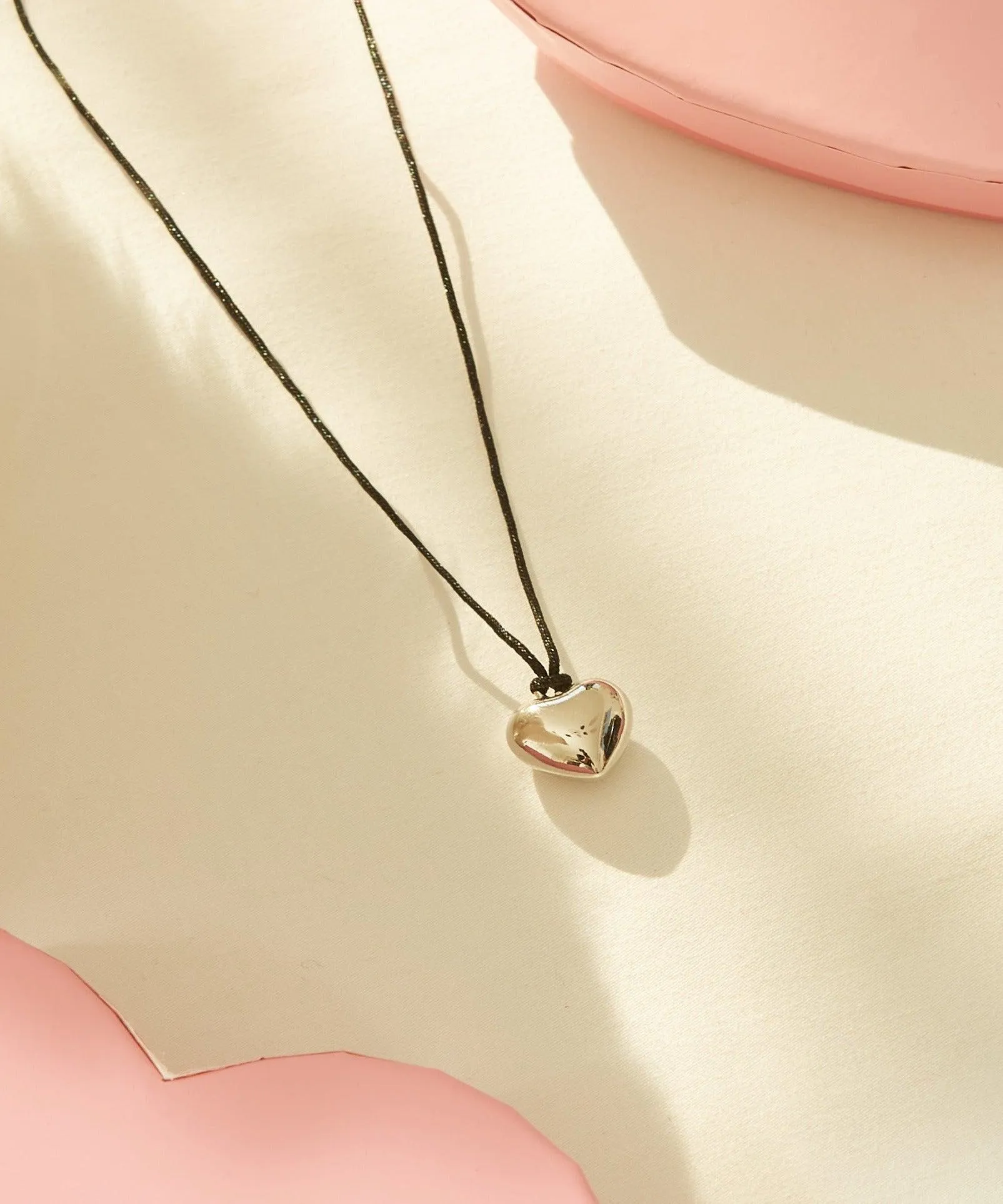Heart Cord Necklace in Silver
