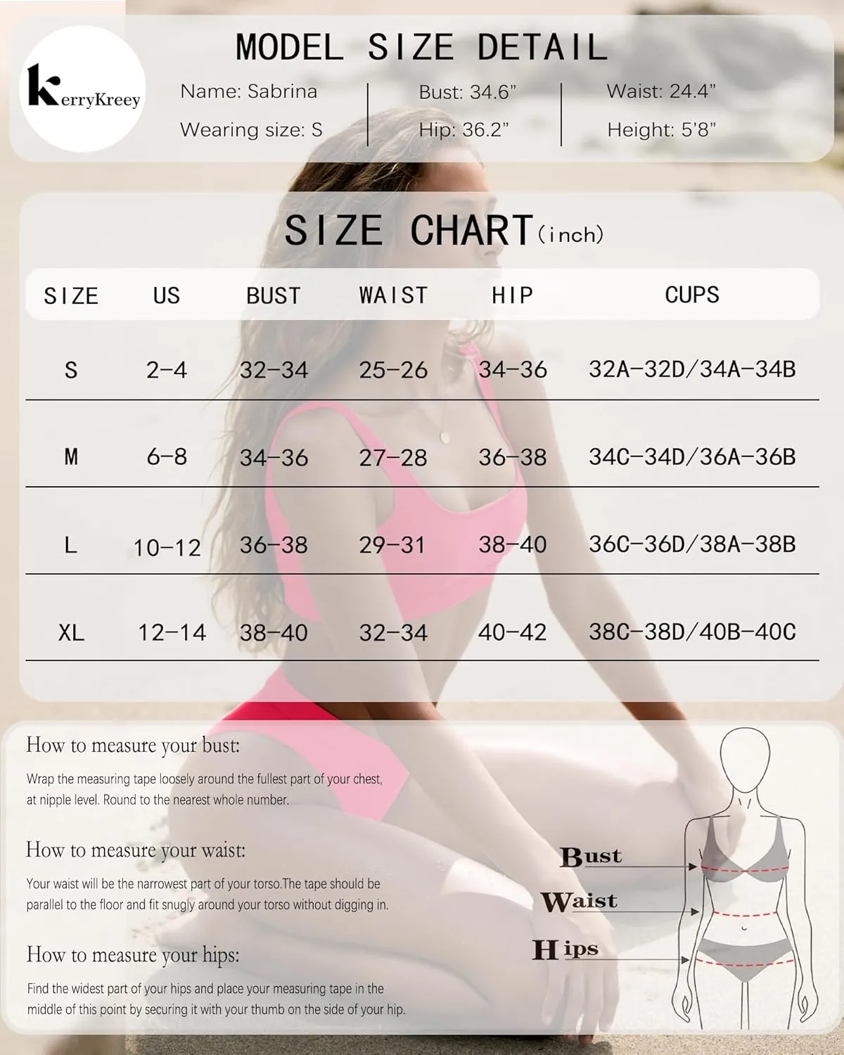 High Waisted Bikini for Women Tummy Control Bottoms Push Up Crop Top Swimsuit 2 Piece High Cut Teens Girls Bathing Suits