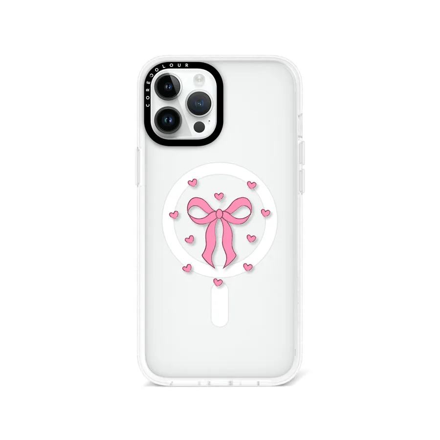 iPhone 12 Pro Max Pink Ribbon Heart Phone Case MagSafe Compatible