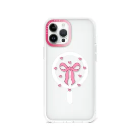 iPhone 12 Pro Max Pink Ribbon Heart Phone Case MagSafe Compatible