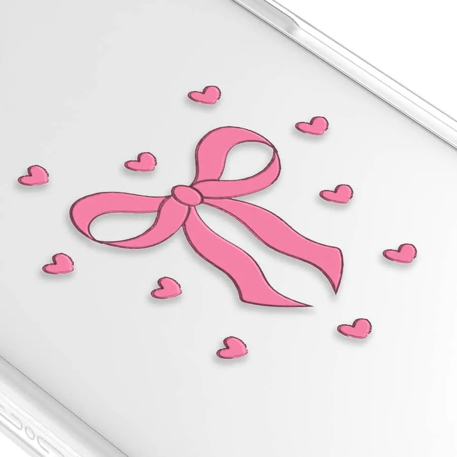 iPhone 12 Pro Max Pink Ribbon Heart Phone Case MagSafe Compatible