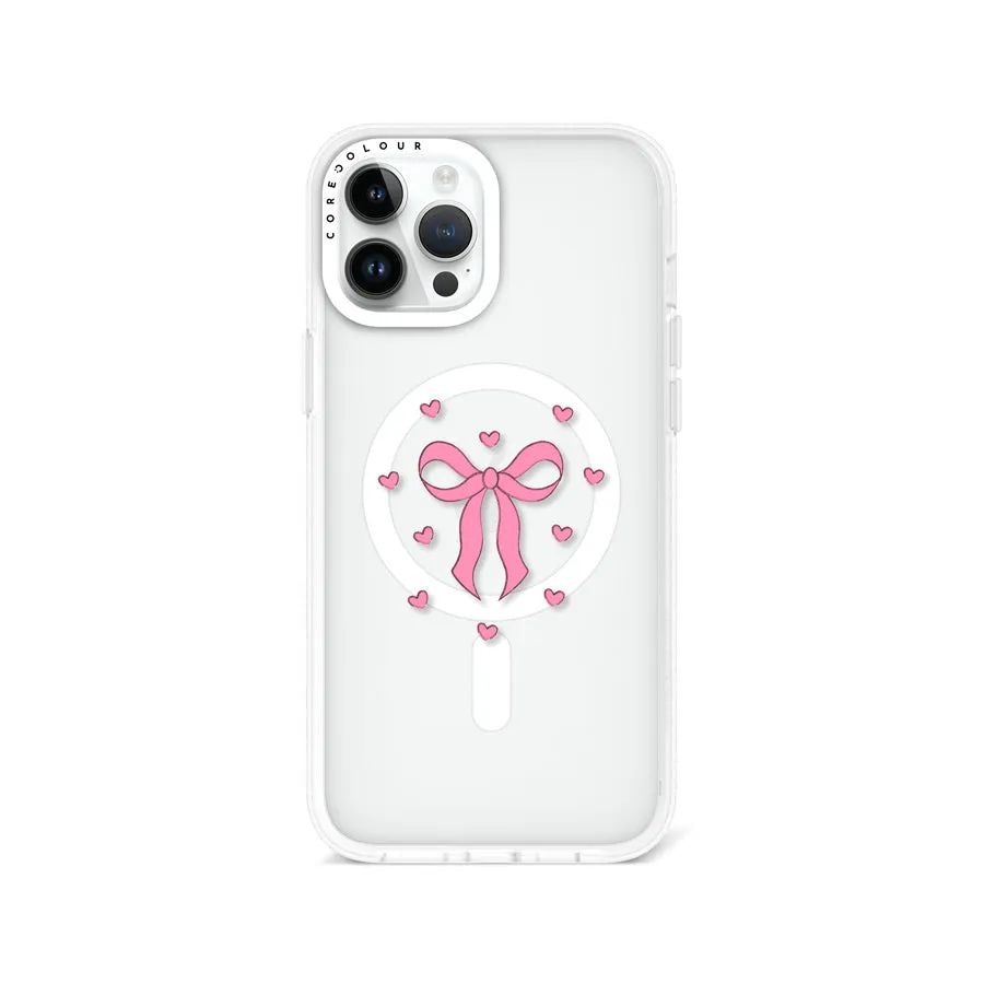 iPhone 12 Pro Max Pink Ribbon Heart Phone Case MagSafe Compatible