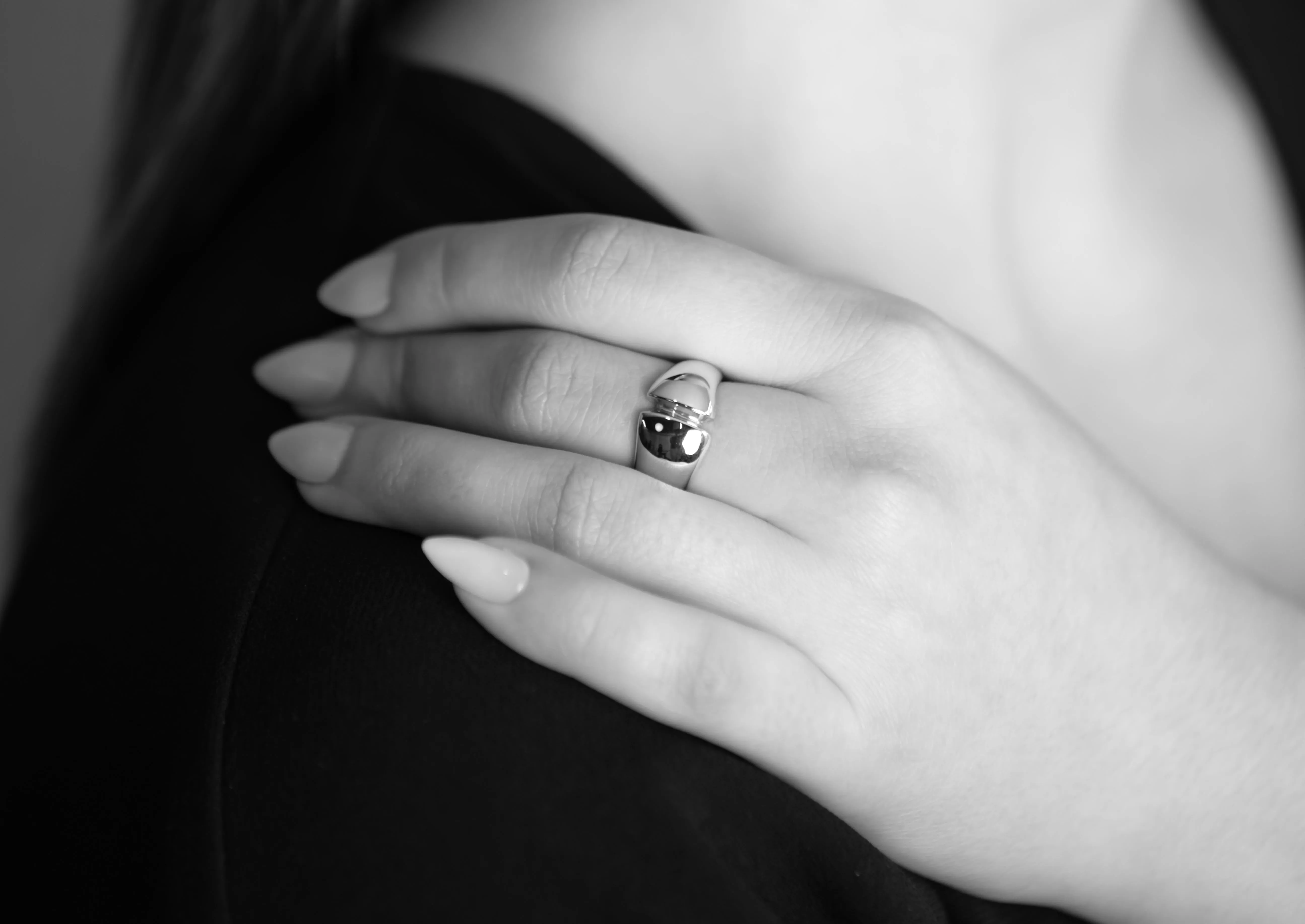 JW6 Dome Ring, White Gold & Platinum