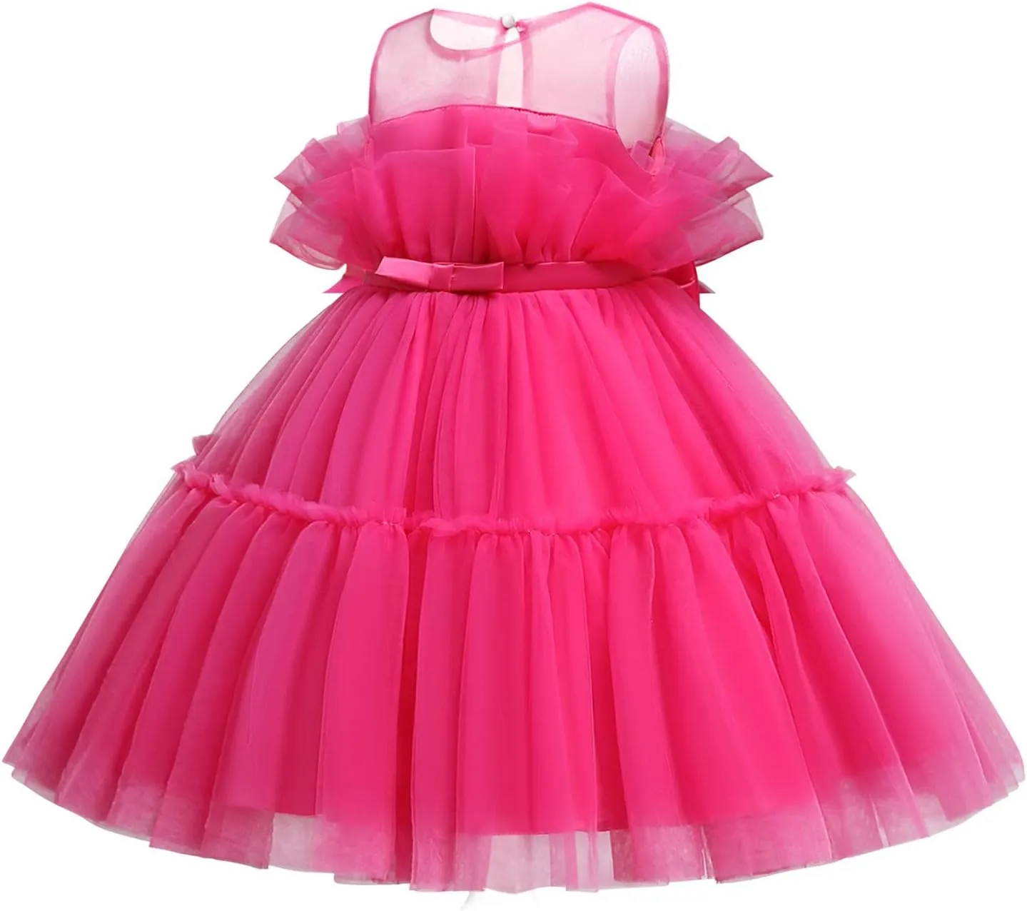 KAGAYD Girls Tea Party Dress Toddler Children Princess Dress Dress Babys Performance Dress Dress with Mesh Skirt for Girls (A, 2-3 Years)