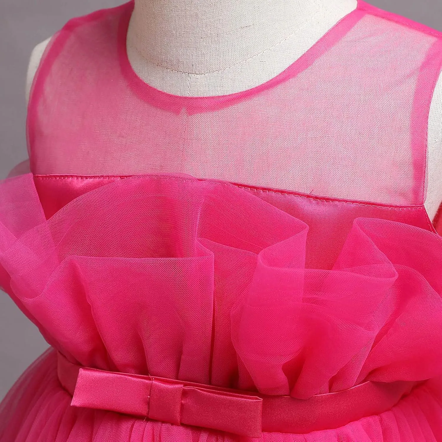 KAGAYD Girls Tea Party Dress Toddler Children Princess Dress Dress Babys Performance Dress Dress with Mesh Skirt for Girls (A, 2-3 Years)