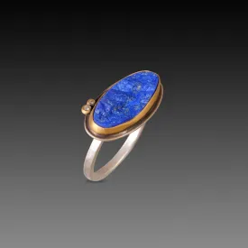 Lapis Surface Ring with Diamonds