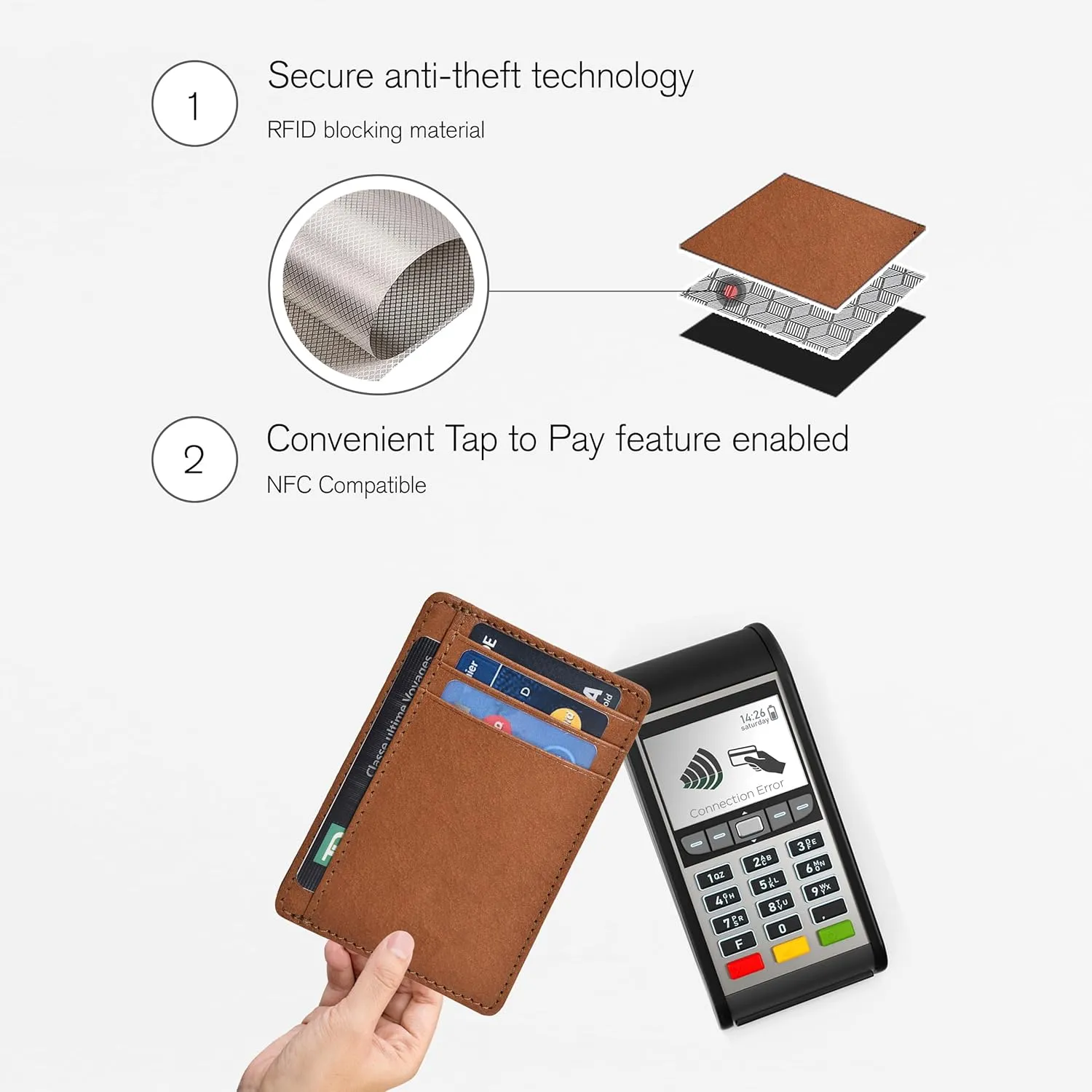 Leather Minimalist Wallet for Men & Women RFID Front Pocket Leather Card Holder Wallets