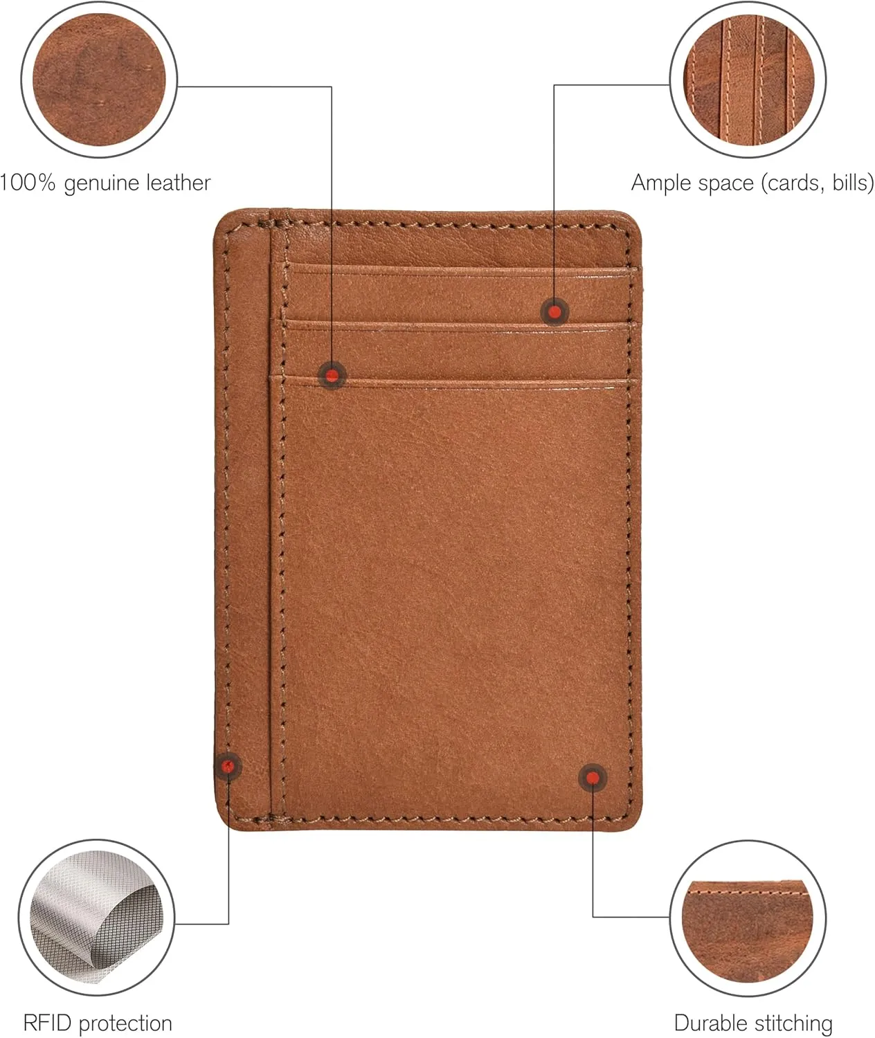 Leather Minimalist Wallet for Men & Women RFID Front Pocket Leather Card Holder Wallets