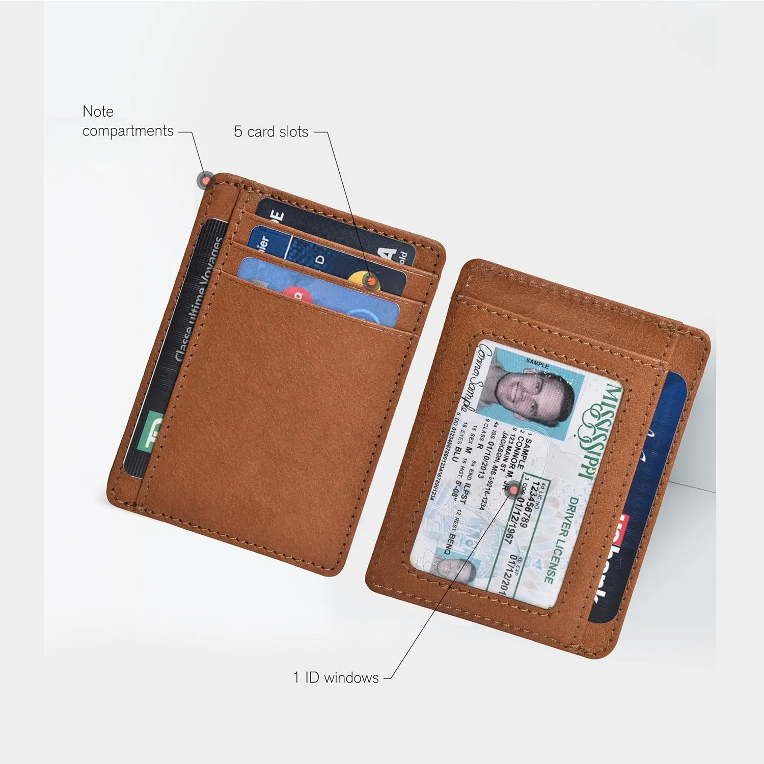 Leather Minimalist Wallet for Men & Women RFID Front Pocket Leather Card Holder Wallets
