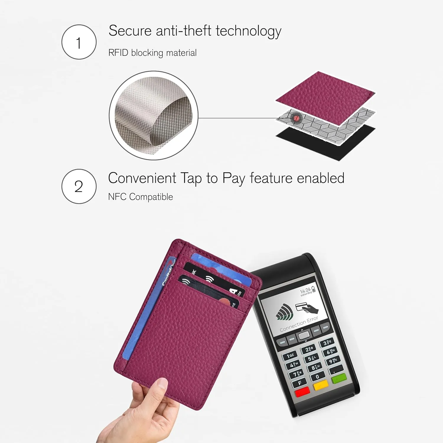 Leather Minimalist Wallet for Men & Women RFID Front Pocket Leather Card Holder Wallets