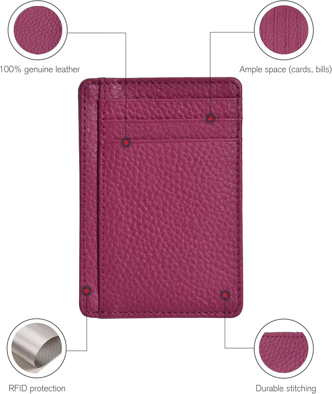 Leather Minimalist Wallet for Men & Women RFID Front Pocket Leather Card Holder Wallets