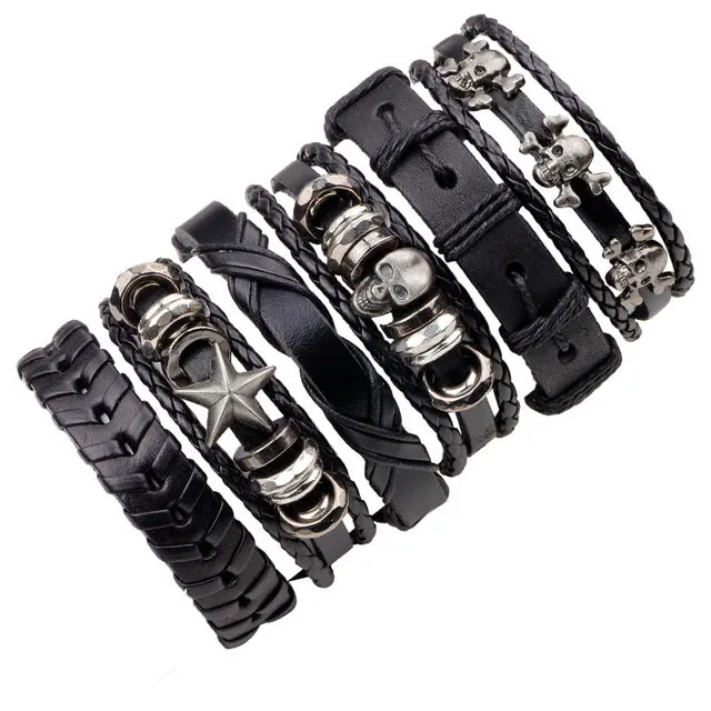 Leather Punk Skull Bracelets & Bangles