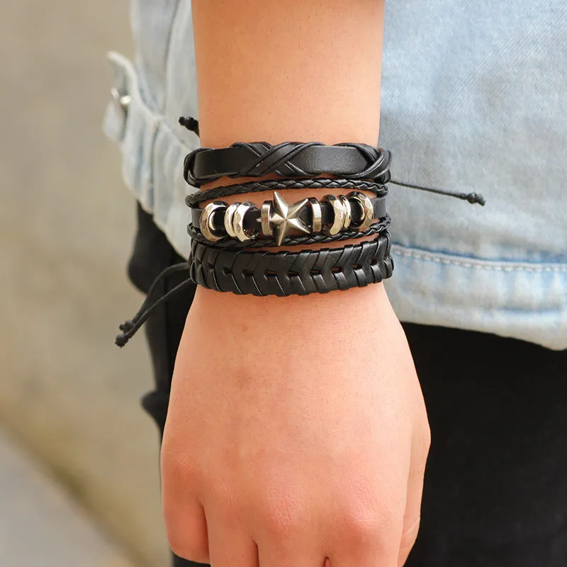 Leather Punk Skull Bracelets & Bangles