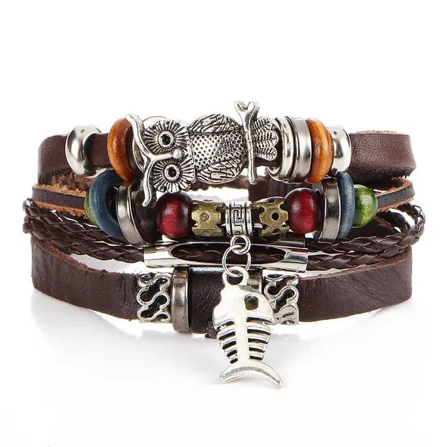 Leather Punk Skull Bracelets & Bangles