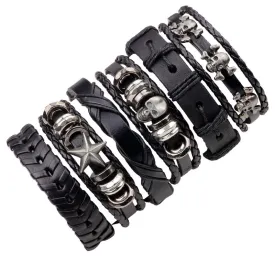 Leather Punk Skull Bracelets & Bangles