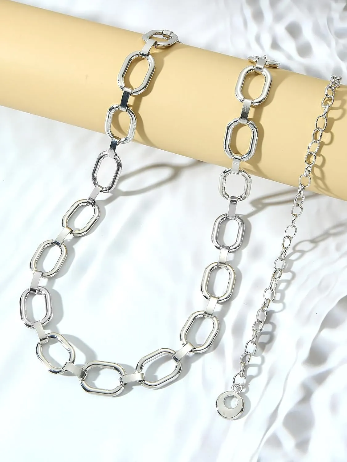 LIMHOO Metal Waist Chain for Women Chunky Belly Link Chain Belt for Dresses