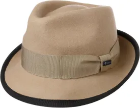 Lipodo The Classic Wool Trilby Felt Hat Women/Men Beige 7 1/2-7 5/8