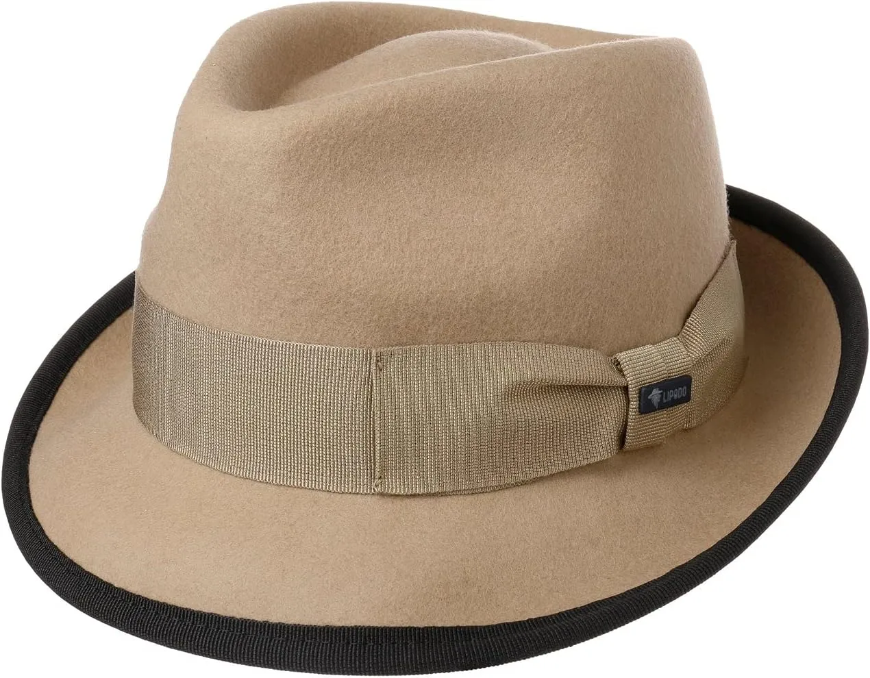 Lipodo The Classic Wool Trilby Felt Hat Women/Men Beige 7 1/2-7 5/8