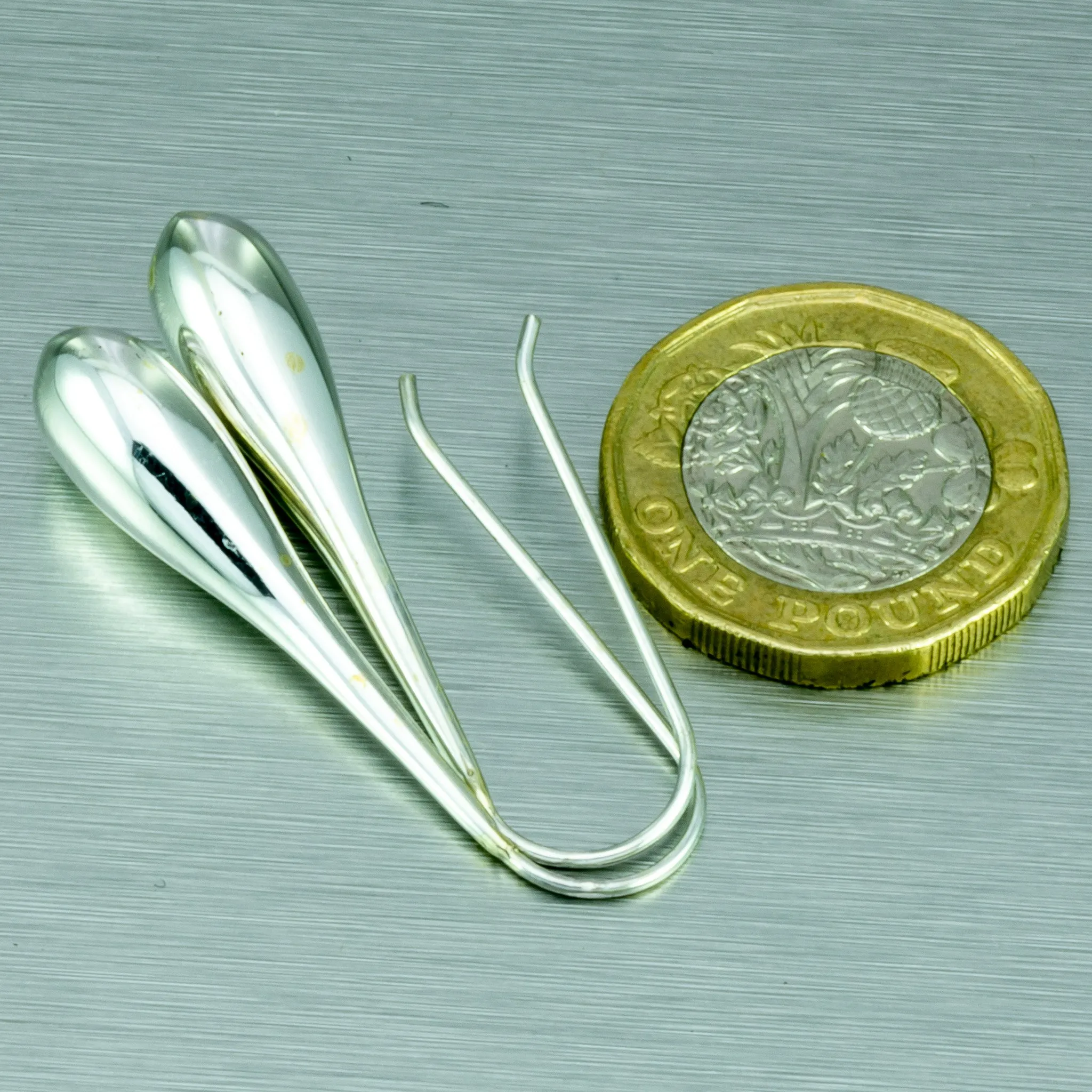 Long Sterling Silver 'Lagrima' Earrings.