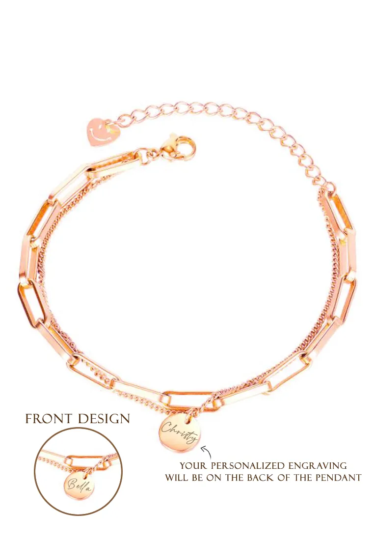 Lukas "Bella" Mini Medallion Pendant Multi Chain Link Bracelet