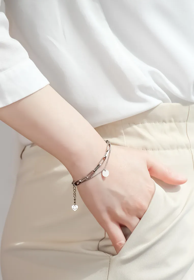 Lukas "Bella" Mini Medallion Pendant Multi Chain Link Bracelet