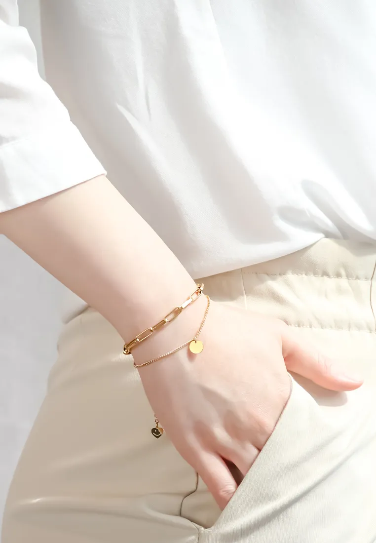 Lukas "Bella" Mini Medallion Pendant Multi Chain Link Bracelet