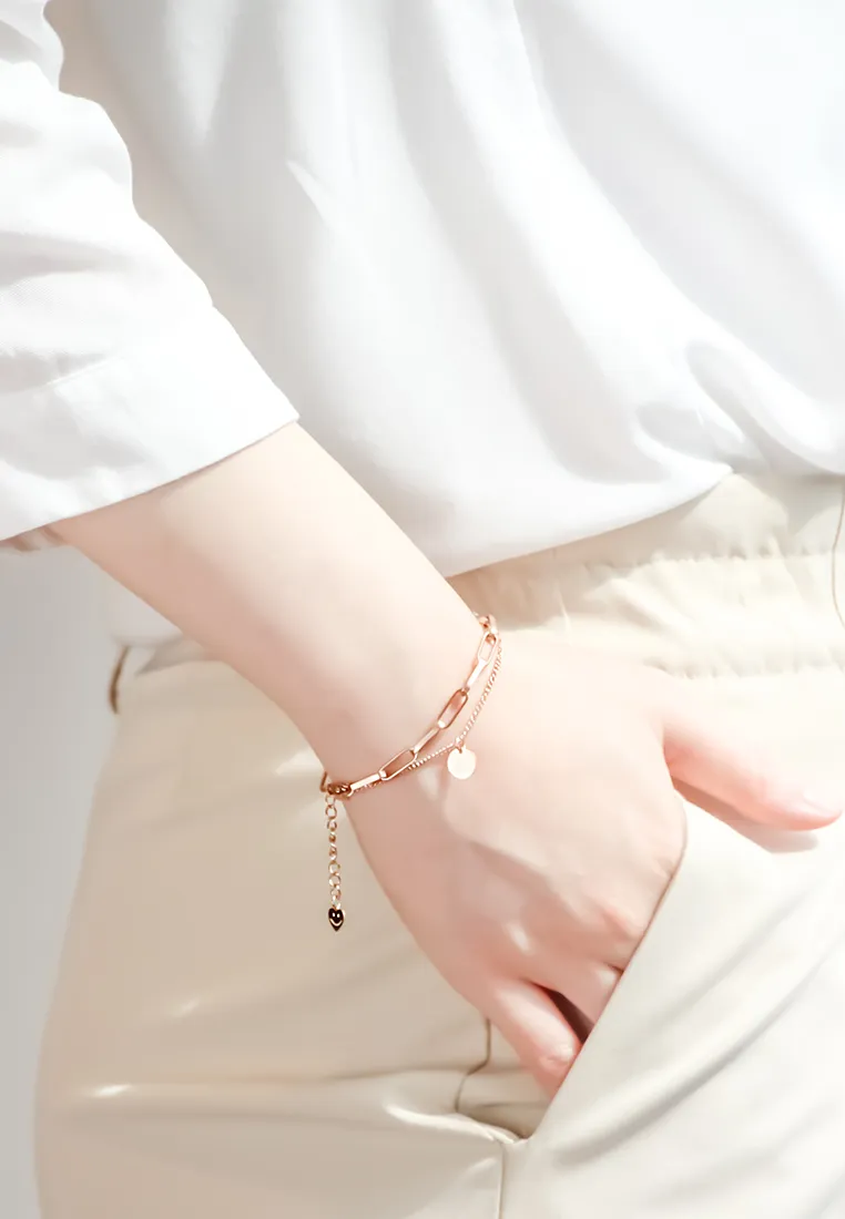 Lukas "Bella" Mini Medallion Pendant Multi Chain Link Bracelet