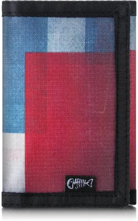 Mens Nylon Trifold RFID Wallet with ID Window, Slim Security Wallet for Card Cash Holder, Modern Fashion Stylish Wallet Gifts for Teen Boys and Men, One Size -Block Blue&Red