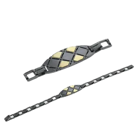 Men's Ruthenium Bracelet In 14k Gold With Diamonds
