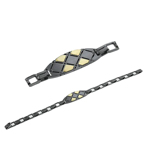 Men's Ruthenium Bracelet In 14k Gold With Diamonds