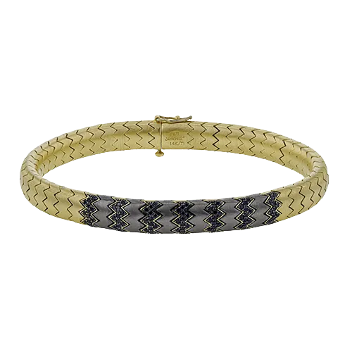 Men's Titanium Bracelet In 14k Gold With Black Diamonds