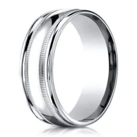 Elegant Mens 950 Platinum Wedding Band with Milgrain Detailing - 6mm Comfort Fit