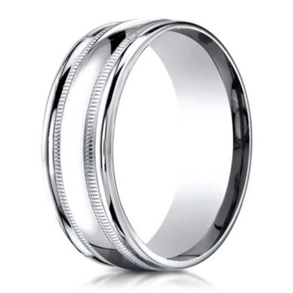 Elegant Mens 950 Platinum Wedding Band with Milgrain Detailing - 6mm Comfort Fit
