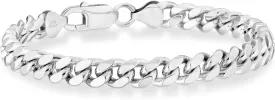 Miabella Italian Thick 925 Sterling Silver Solid Cuban Link Curb Chain Bracelet for Men, 3.2mm, 5mm, 7mm Made in Italy