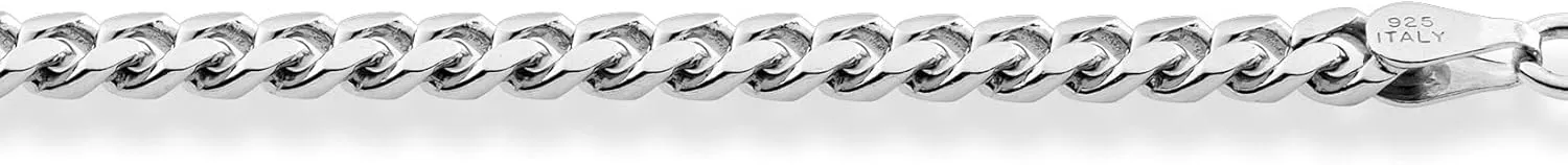 Miabella Italian Thick 925 Sterling Silver Solid Cuban Link Curb Chain Bracelet for Men, 3.2mm, 5mm, 7mm Made in Italy