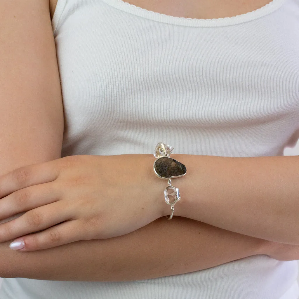 Moldavite and Herkimer Diamond Bracelet