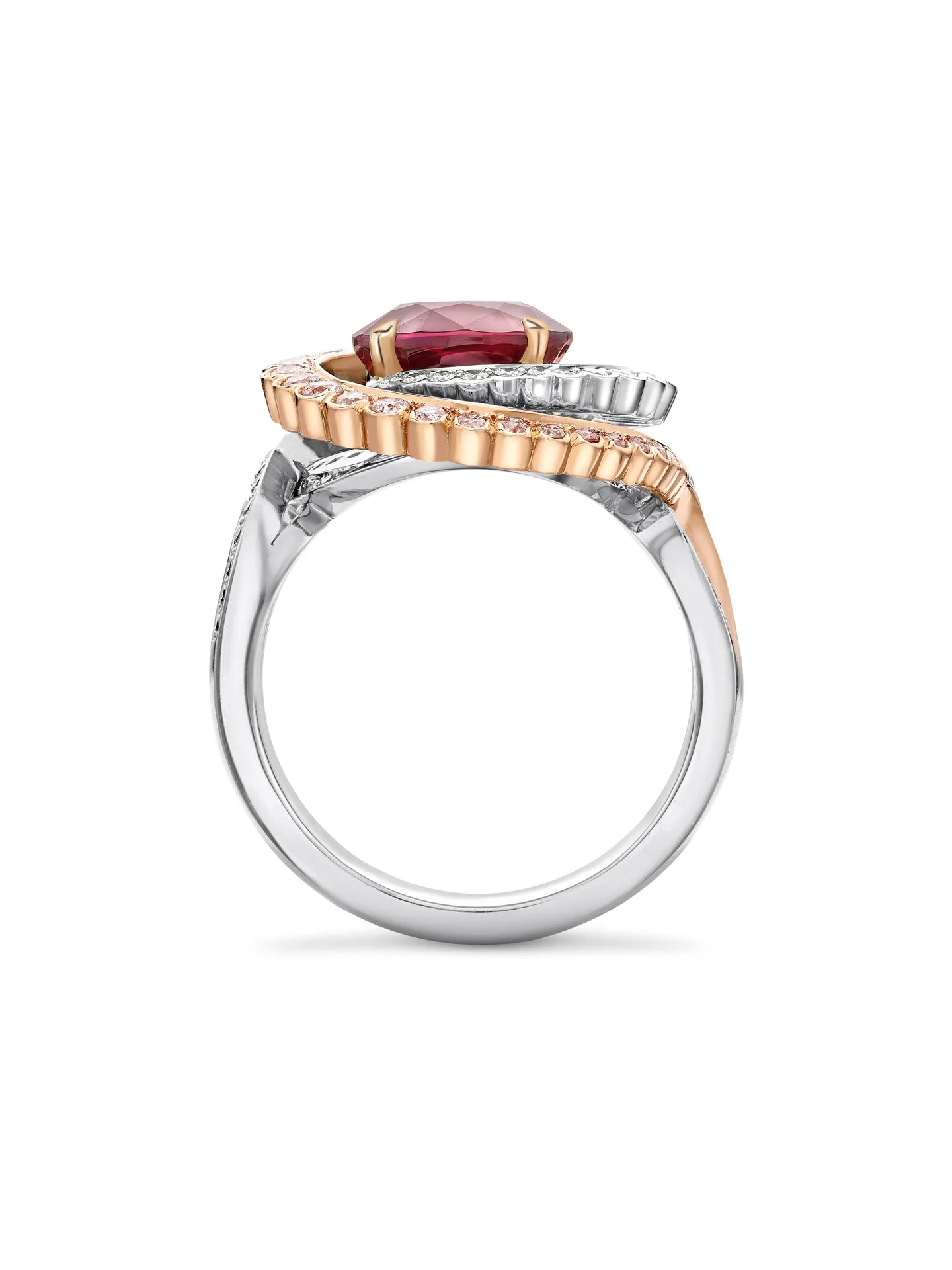 Exquisite Monaco Oval Ruby and Pink Diamond Ring