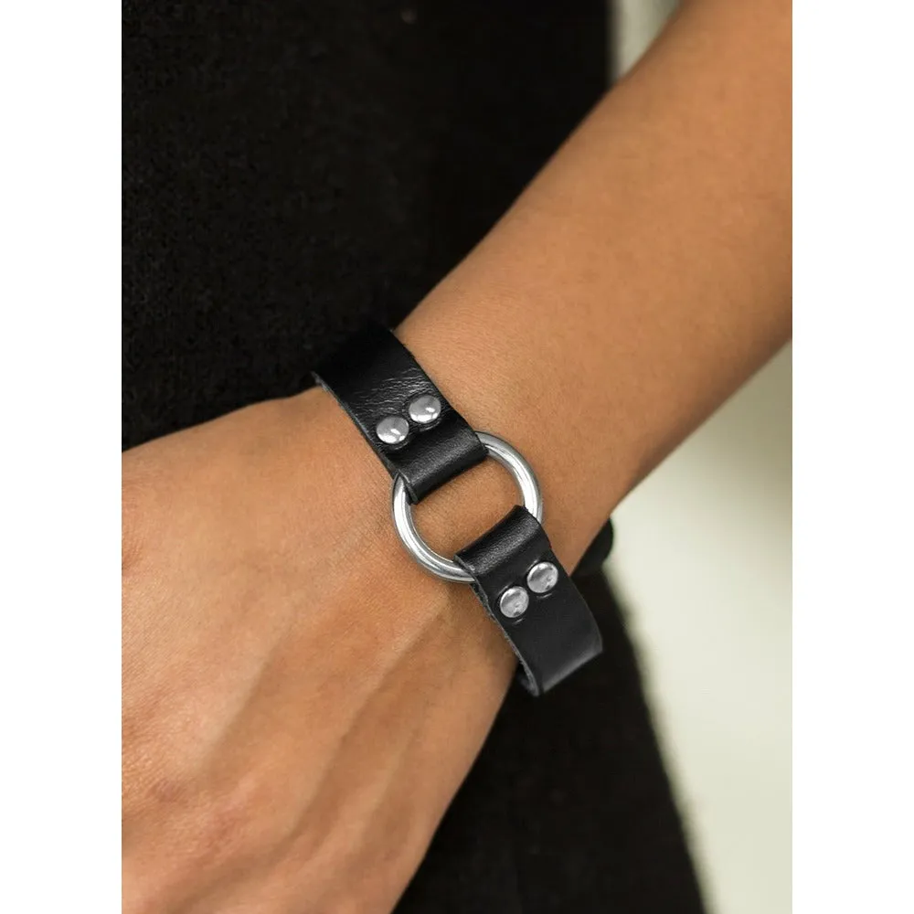 Outlawed Urban Black Leather Bracelet