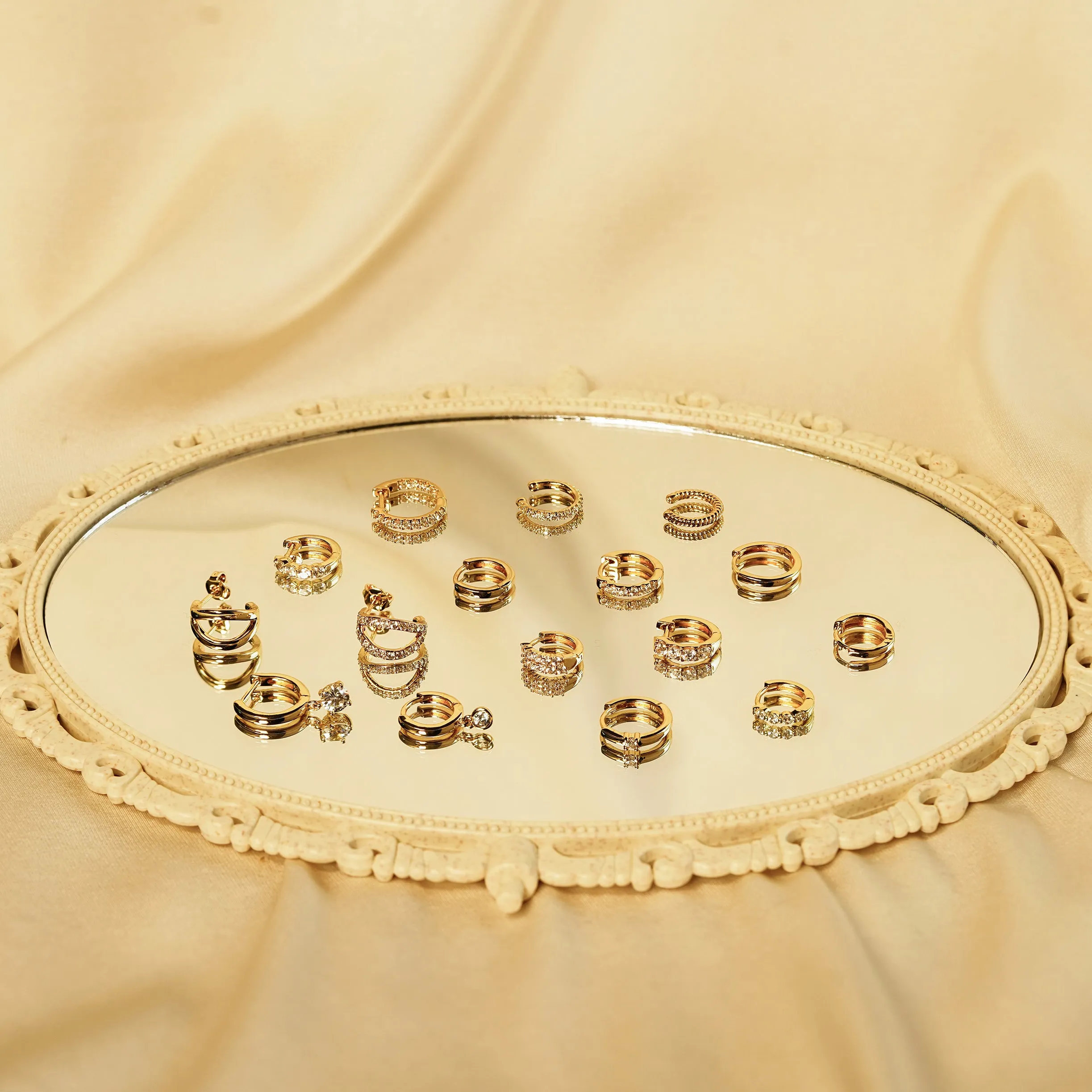 Pave Duo Hoop Earrings