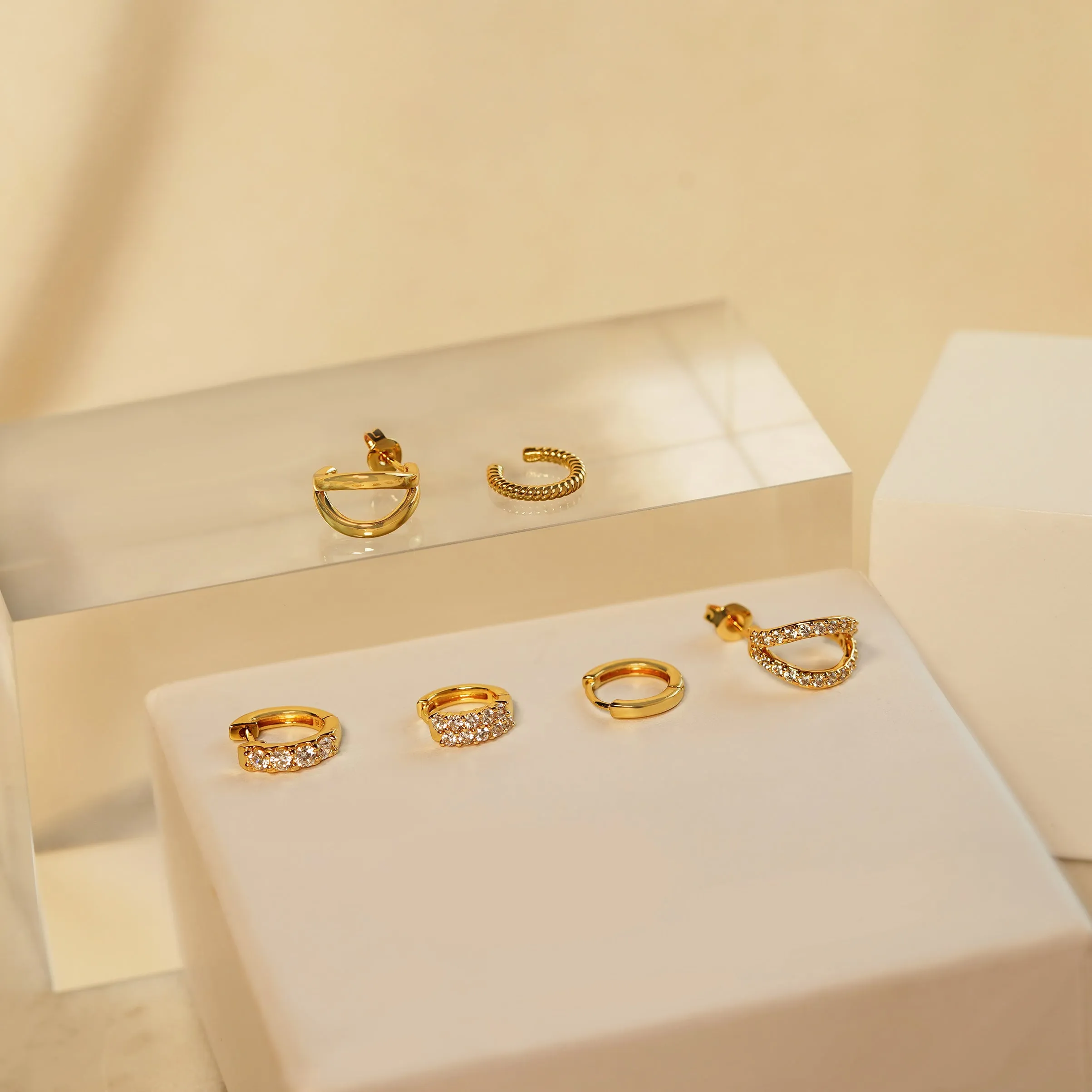 Pave Duo Hoop Earrings