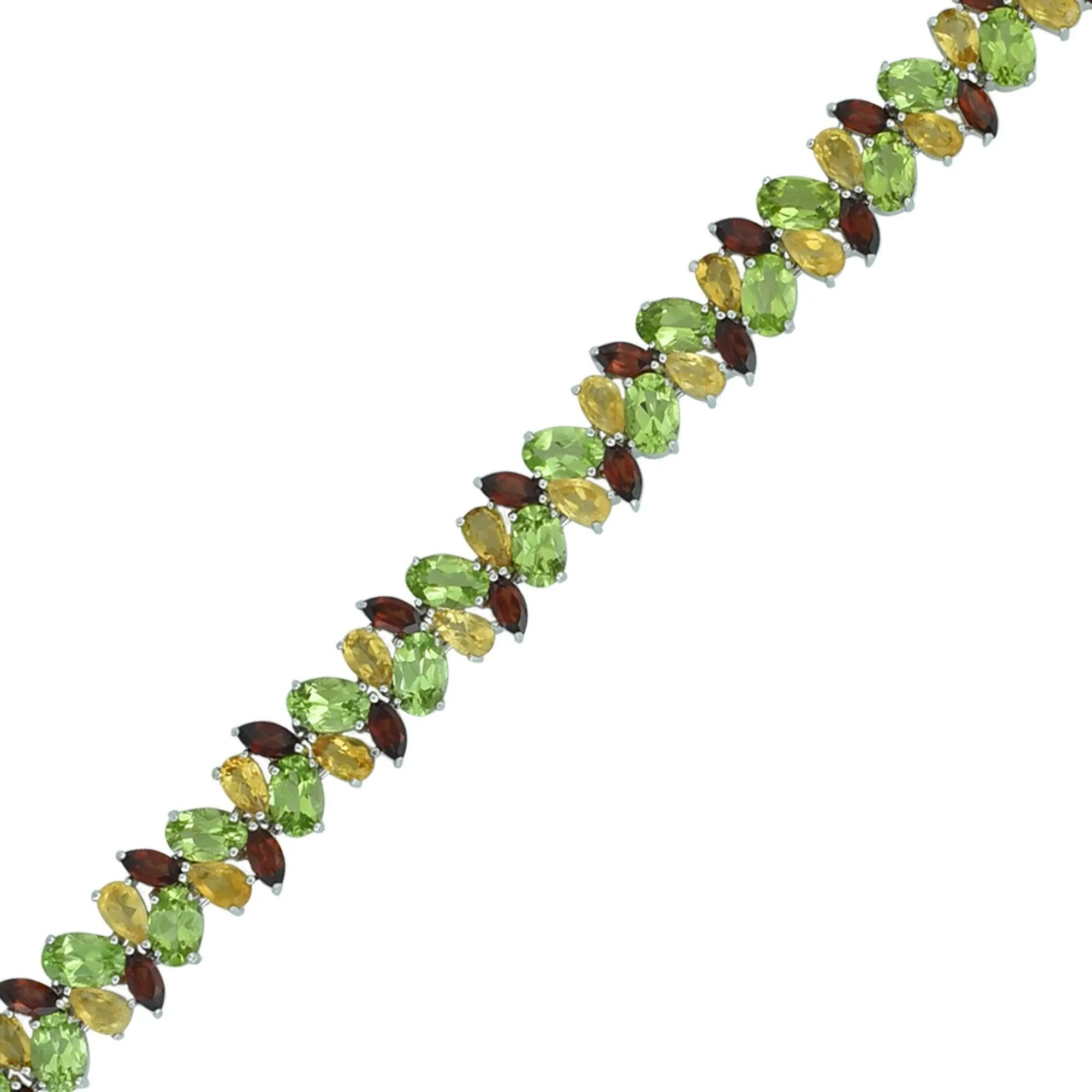 Peridot, Citrine, Garnet Tennis Bracelet in Sterling Silver
